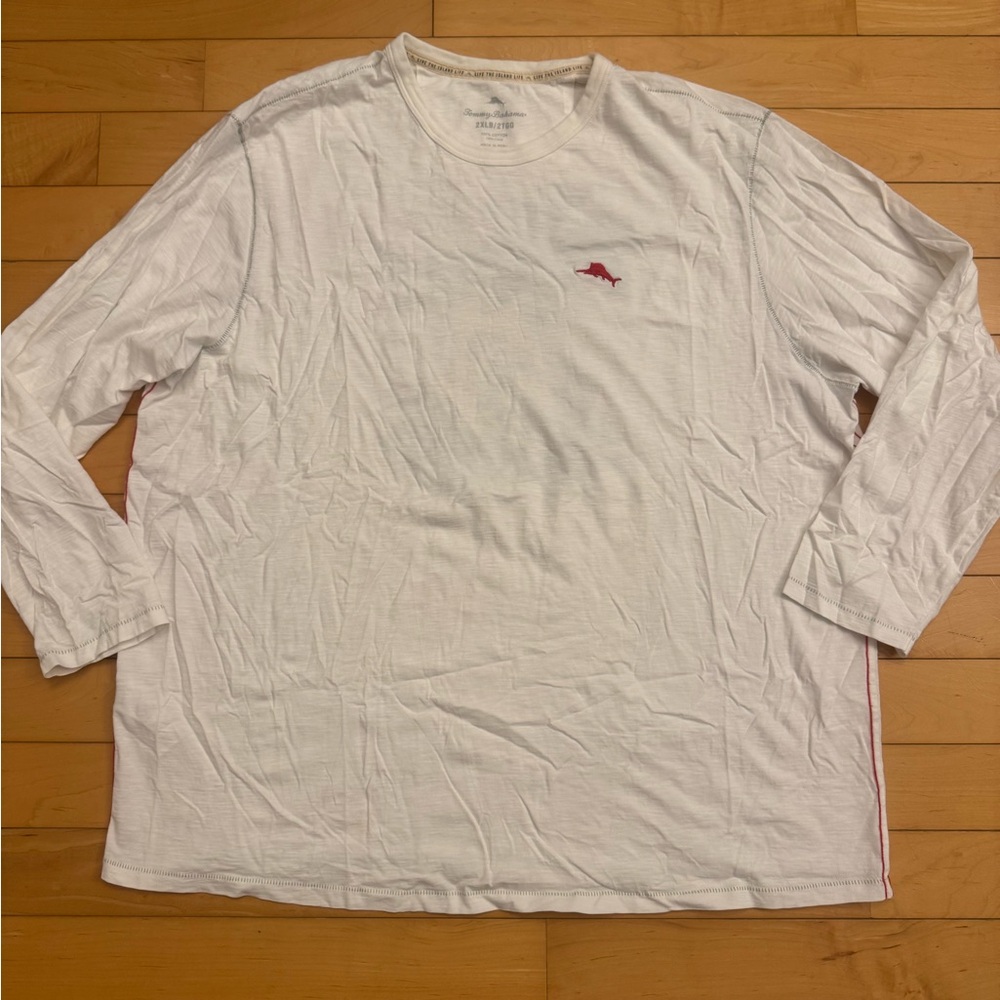 Tommy Bahama White Long Sleeve Shirt with Red Accent